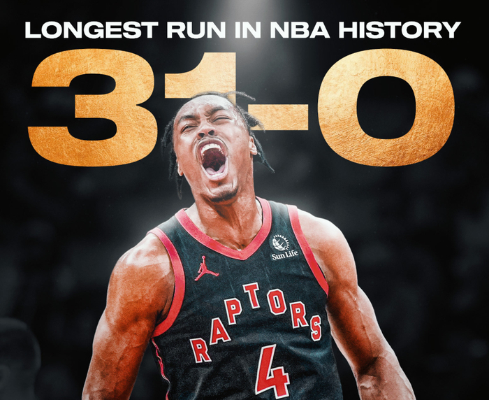 猛龙对阵魔术创NBA历史最长31-0得分高潮